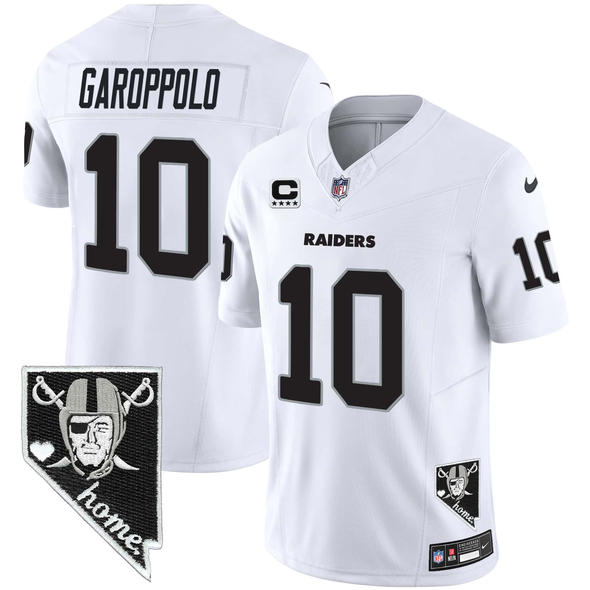 Men Oakland Raiders #10 Garoppo White 2024 Nike Nevada Home Patch Vapor NFL Jersey